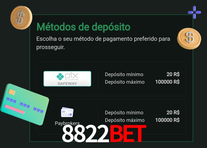 O cassino 8822BETbet oferece uma grande variedade de métodos de pagamento